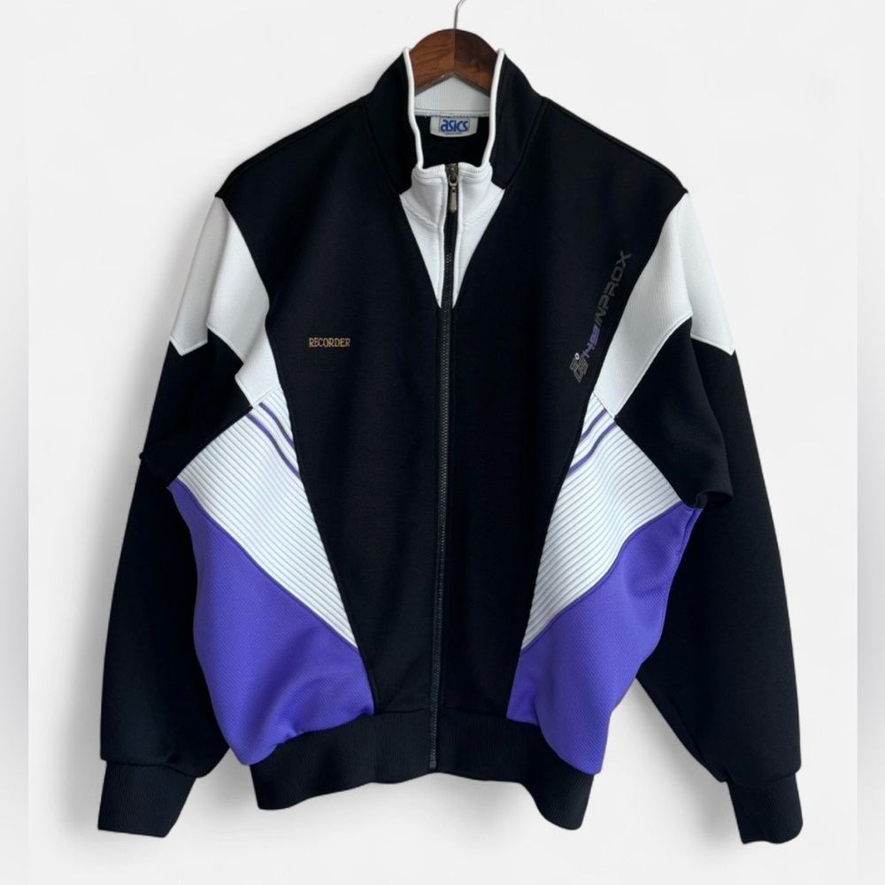 VTG Retro Sports Jacket Asics Recorder Purple Medium Unisex Like New!